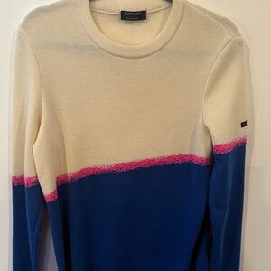Saint James Women's Crew Neck Sweater in Cream, Blue, and Pink